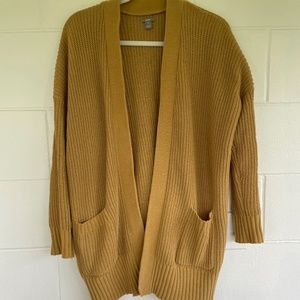 XS Aerie mustard yellow chenille cardigan